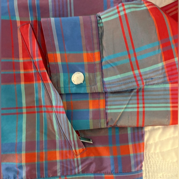 Ralph Lauren Sport Red and Blue Plaid Bomber Jacket 100% silk - Picture 3 of 10